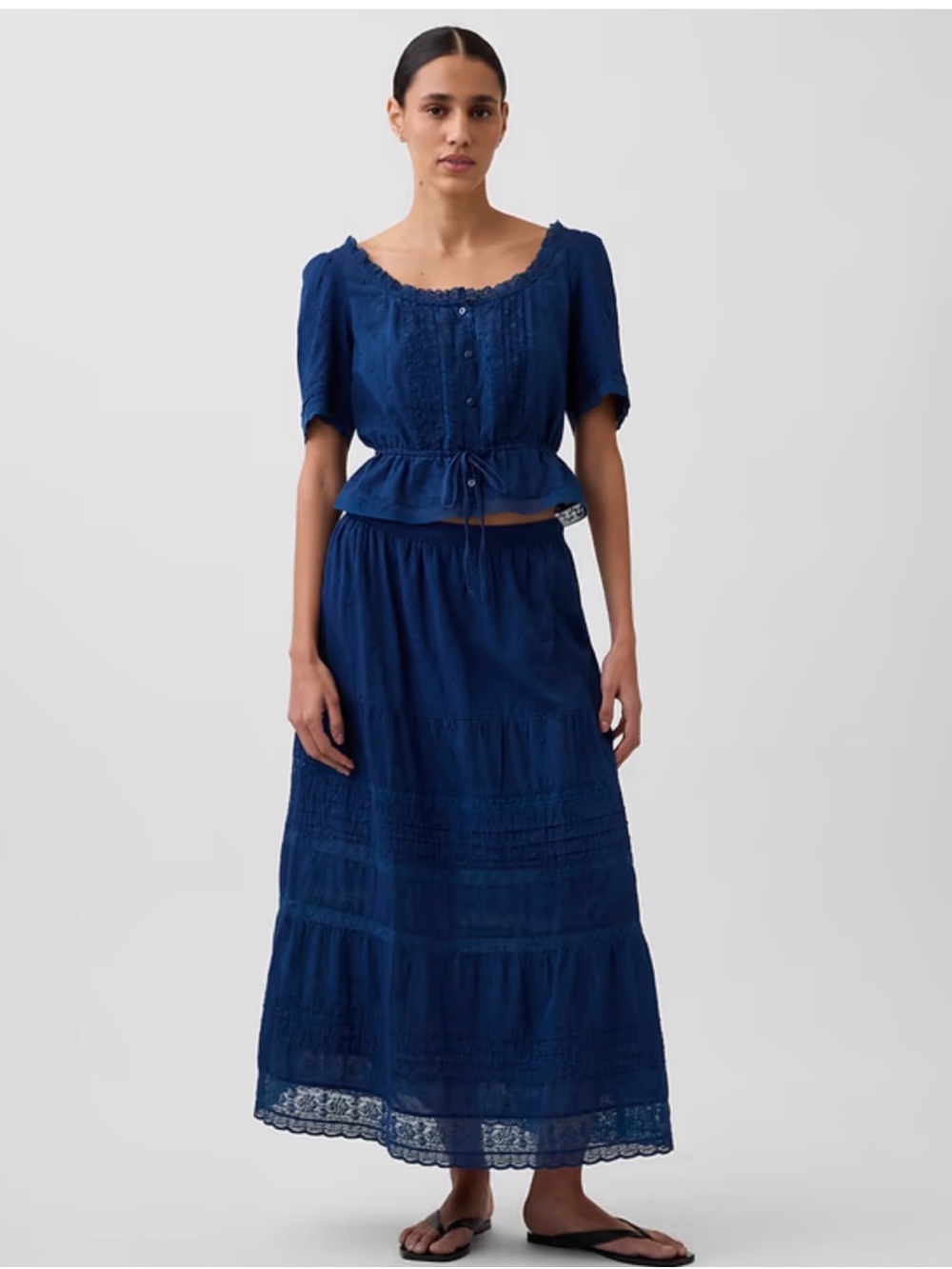 GAP Navy Blue Tiered Maxi Skirt